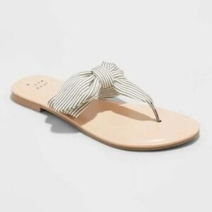 A New Day Cream Sandals with Striped Bow / New